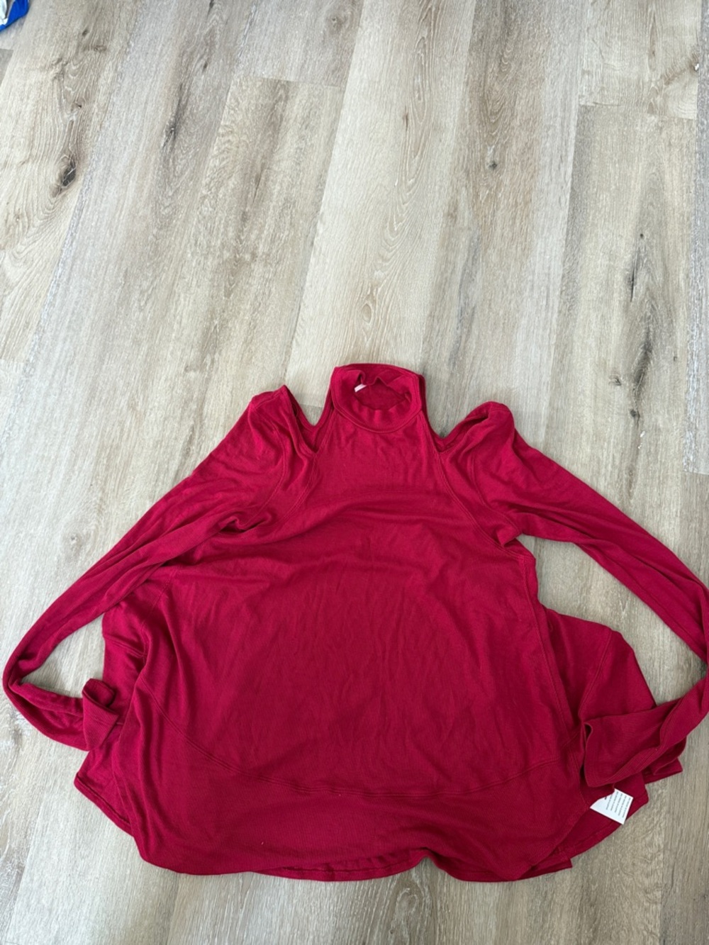 Free People Raspberry Red Cold-Shoulder Long Sleeve Top